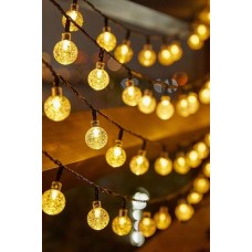 Solar Şeffaf Top Led Işık 8 Metre 50 Top Bahçe Işıkları